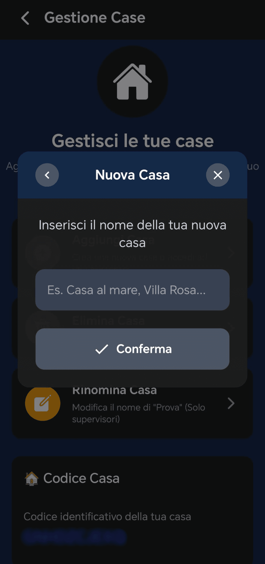 Creazione nuova casa