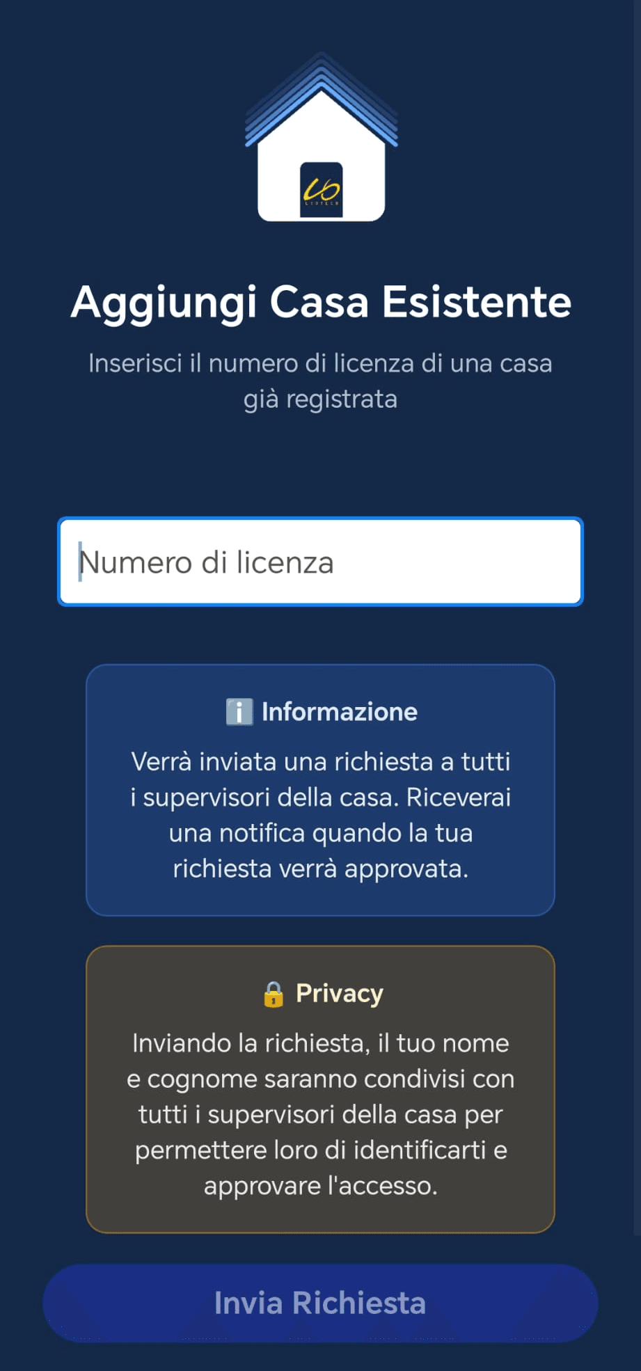 Aggiungi casa esistente