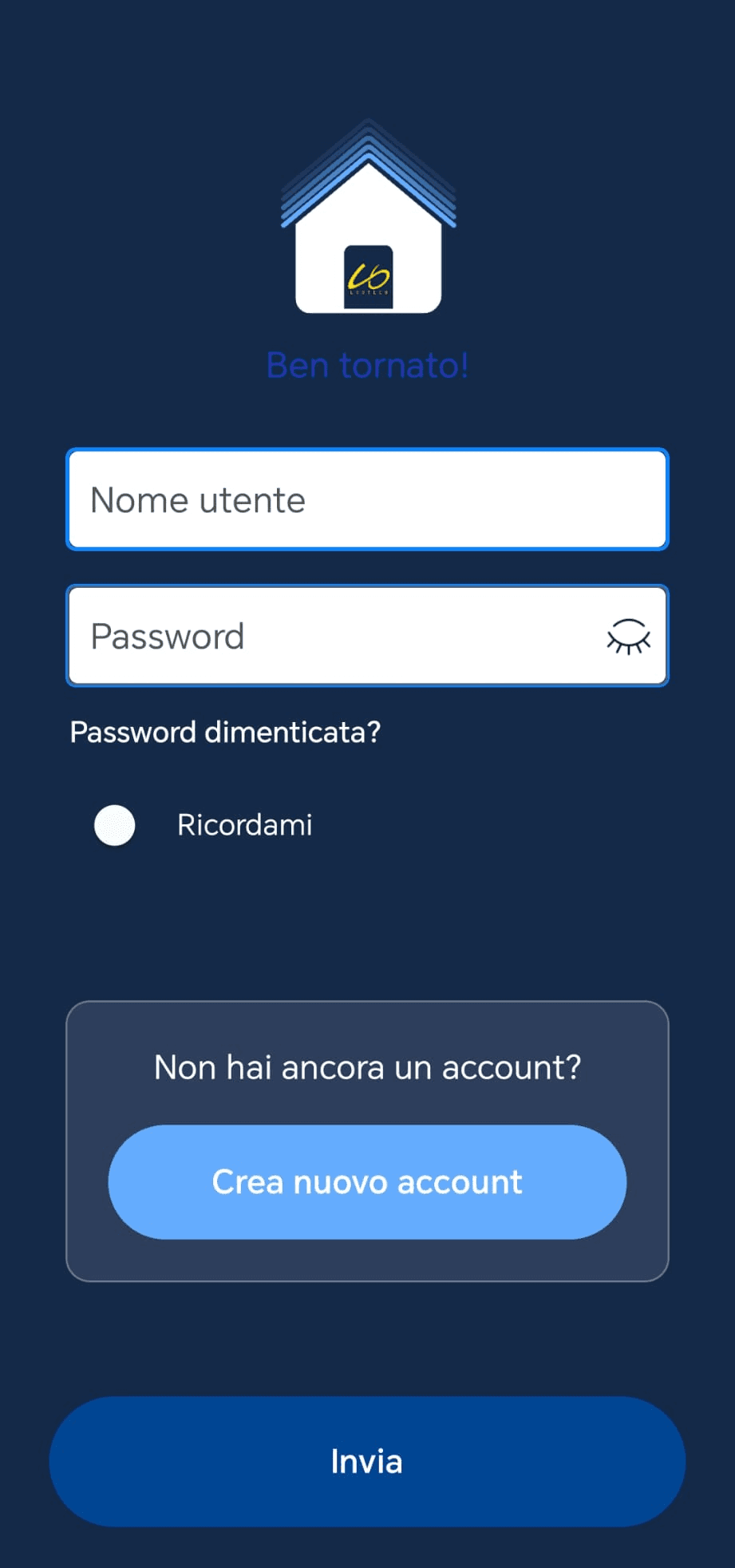 Schermata di login